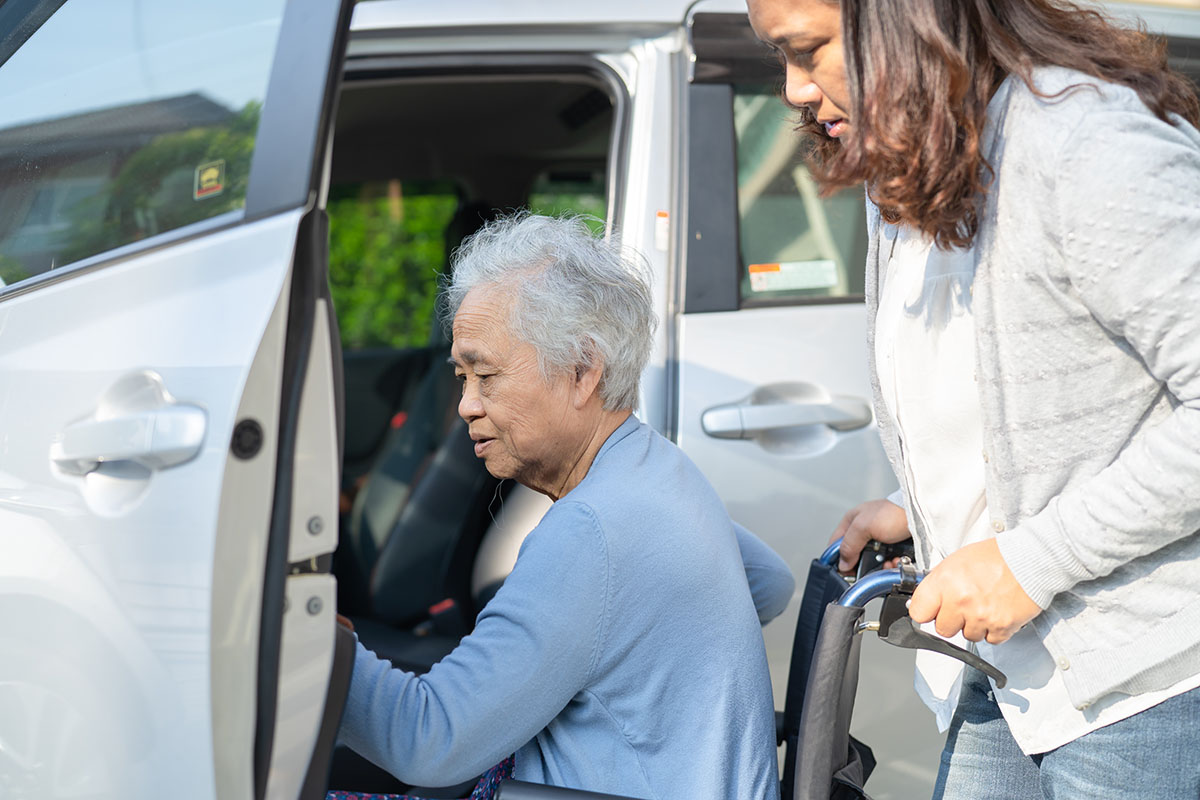 senior or elderly old lady woman transportation