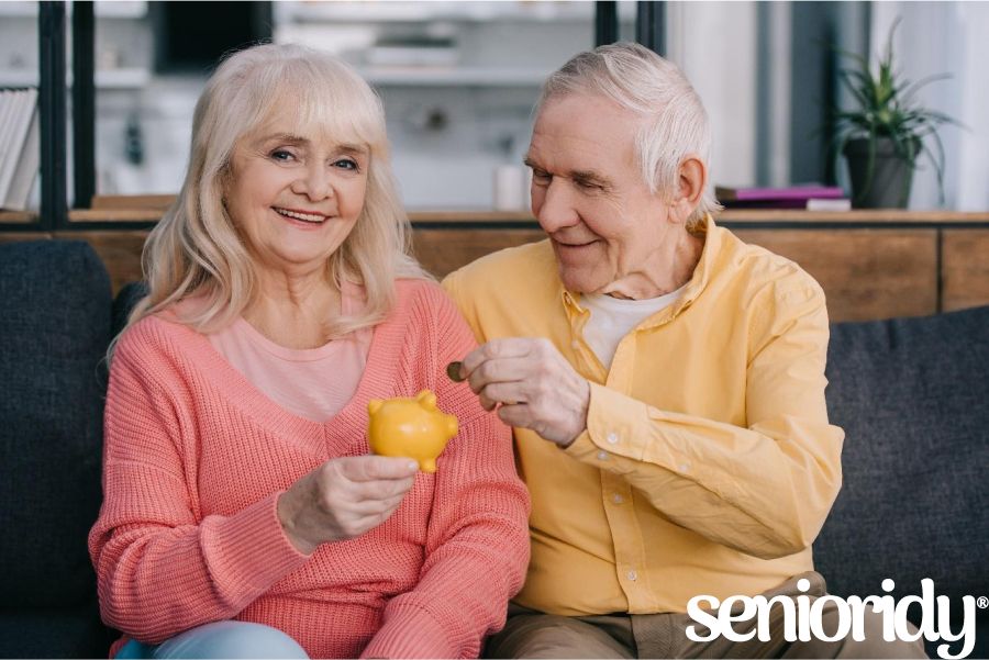 senior couple saving money for assisted living