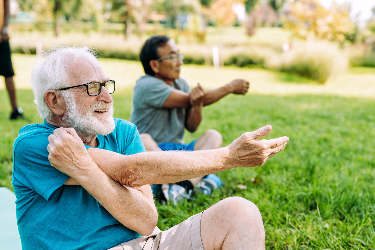 elder man stretching
