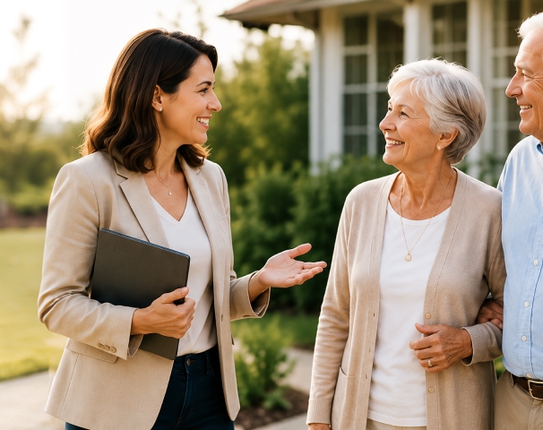 senior woman talking with caregiver 1